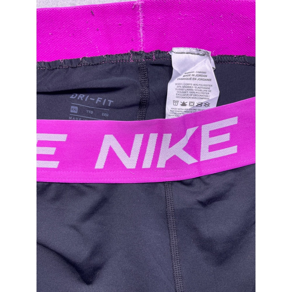 Nike Pro Shorts Polyester Spandex Black Pink 2XL Womens - Picture 2 of 5